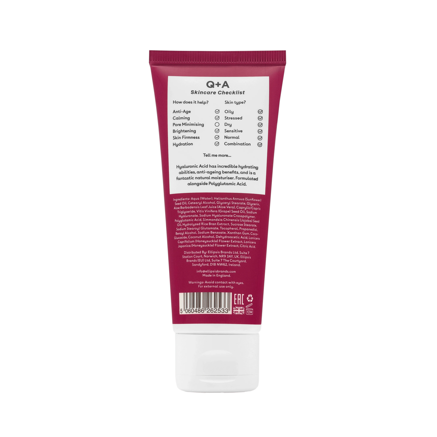 Q+A Hyaluronic Acid Daily Moisturiser reverso, ingredientes y beneficios anti-age hidratación