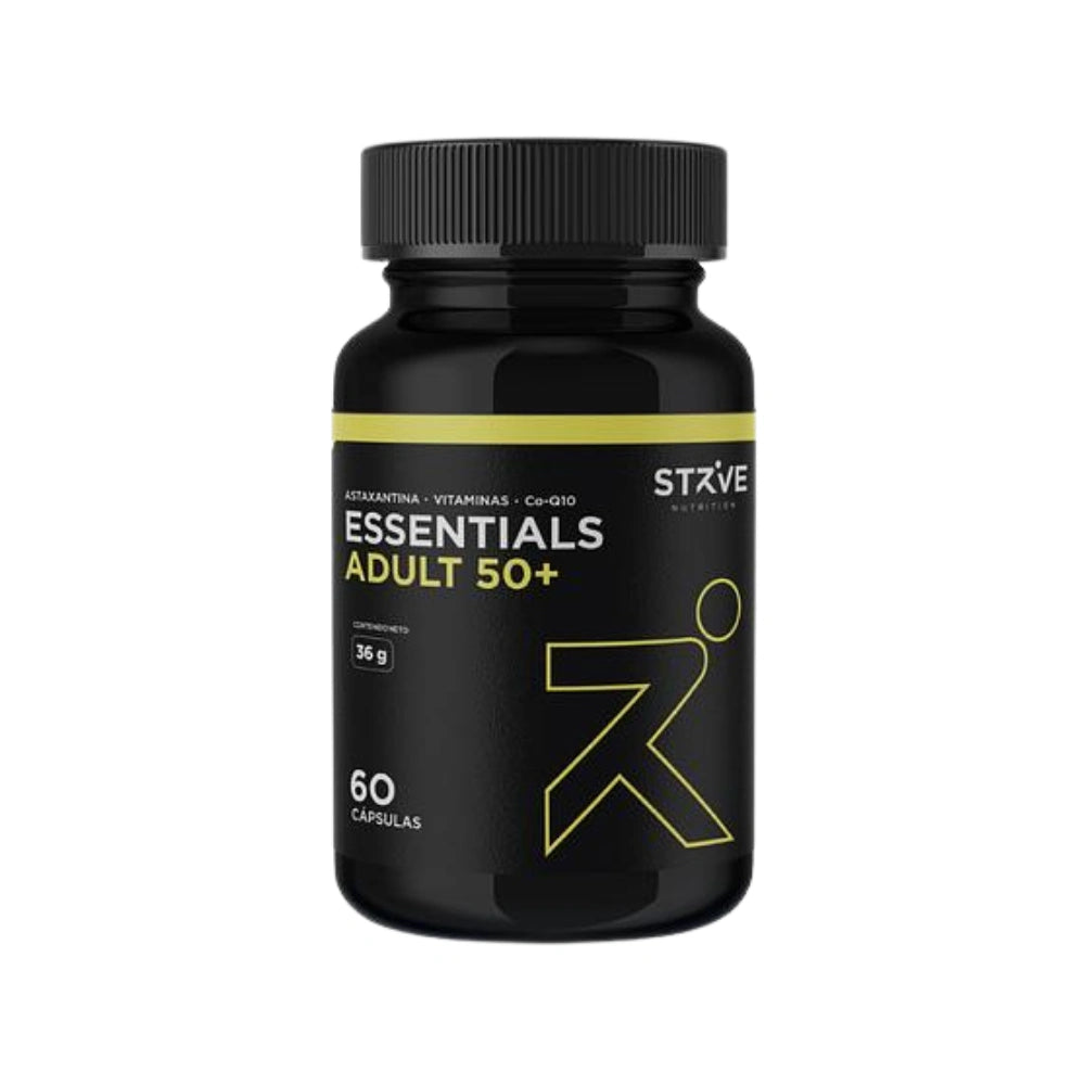 Essentials Adult 50+ Strave Nutrition 60 cápsulas astaxantina vitaminas CoQ10 multivitamínico mayores de 50