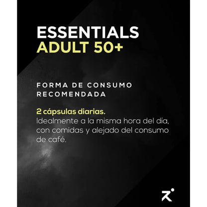 Forma de consumo Essentials Adult 50+ Strave 2 cápsulas diarias con comidas alejado del café