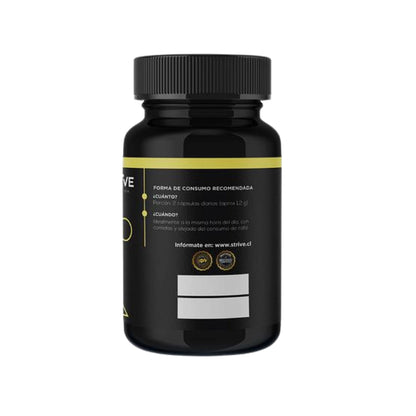 Lateral frasco Essentials Adult 50+ Strave forma de consumo 2 cápsulas diarias con comidas