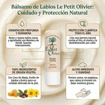 Balsamo de Labios con Manteca de Karite Infografia Beneficios