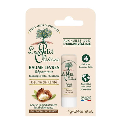 Bálsamo labial Le Petit Olivier reparador con manteca de karité en blister reciclable de 4 g