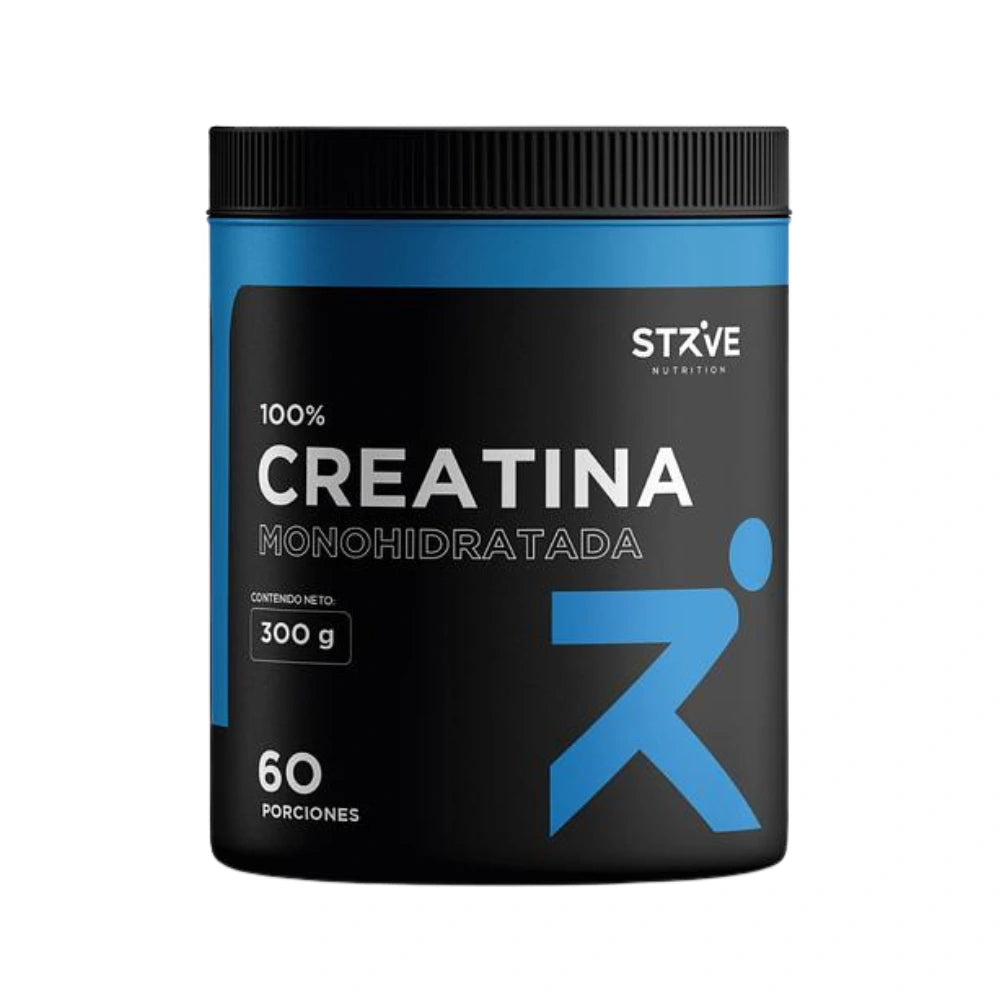 Creatina Monohidratada 100% Strive Nutrition 300g 60 porciones suplemento fuerza y rendimiento