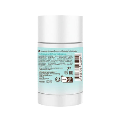 Desodorante sólido Lovea Coco 50g, ingredientes naturales y formato en barra, vista posterior