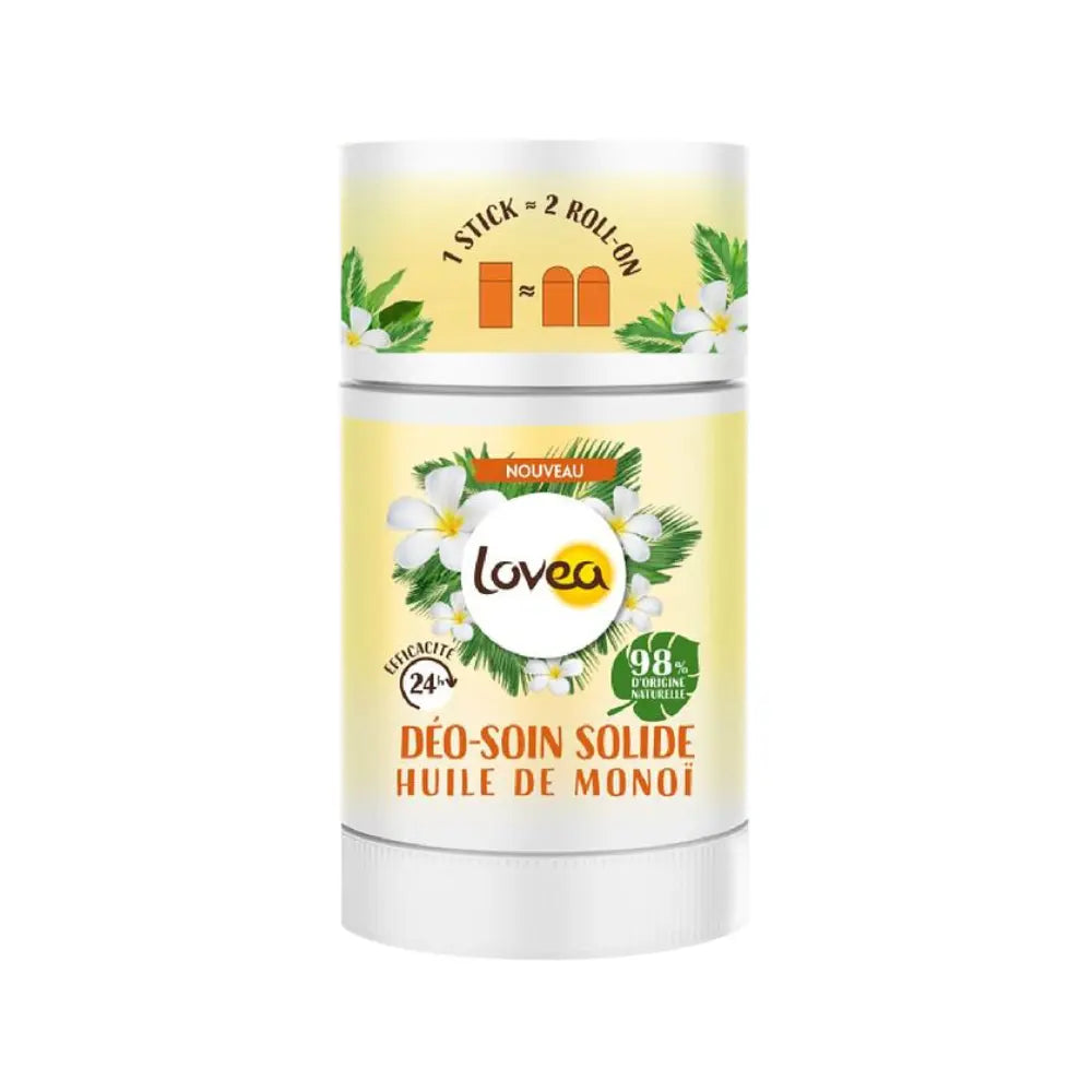 Desodorante sólido Lovea aceite de monoï 98% origen natural, protección 24h
