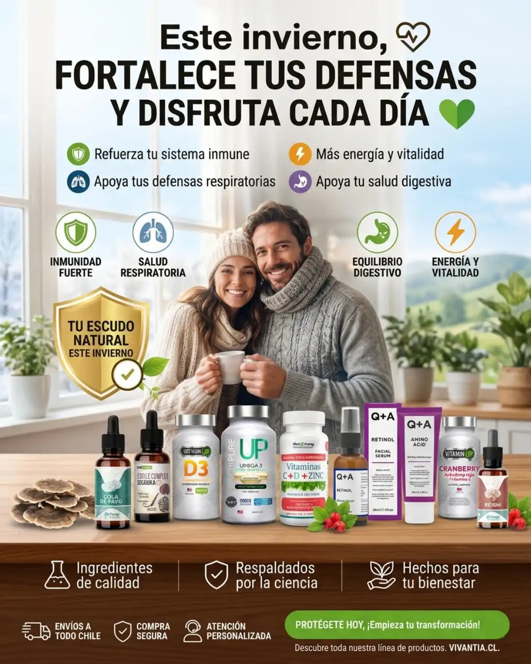 Campaña invierno Vivantia suplementos inmunidad defensas energía digestión Vitamina D3 Omega 3 y más