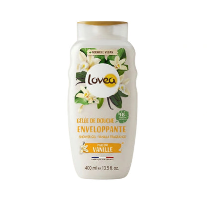 Gel de ducha Lovea Vainilla 400ml – fórmula vegana, 98% origen natural, fragancia envolvente, fabricado en Francia