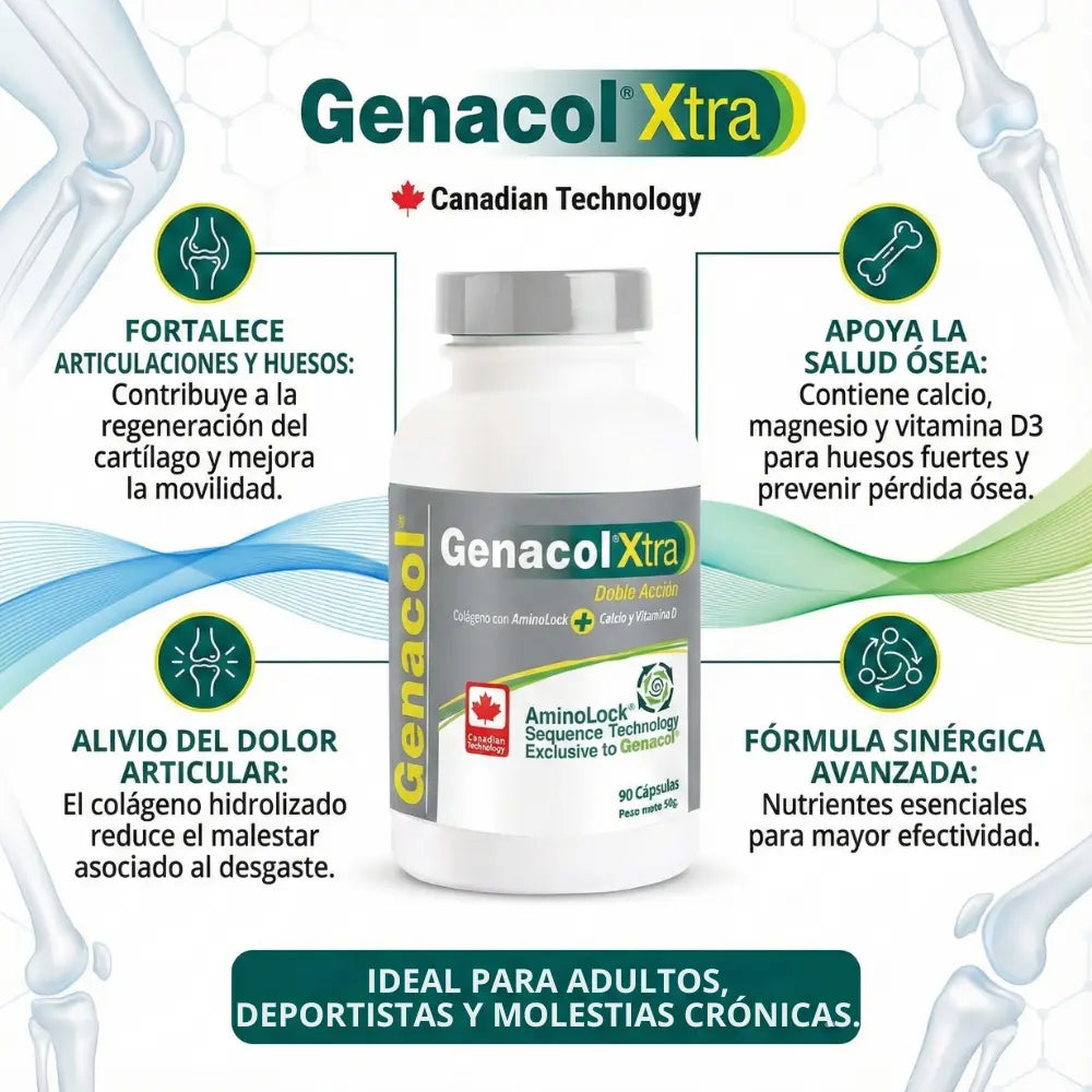 Genacol Xtra 90 Cápsulas | Colágeno Hidrolizado con Calcio, Magnesio y Vitamina D