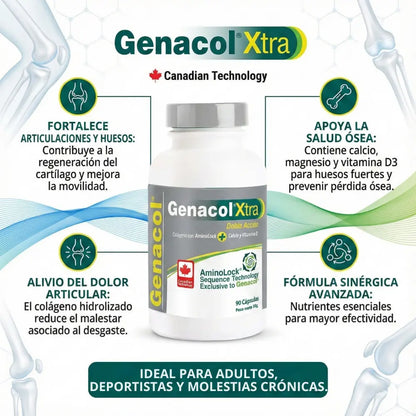 Genacol Xtra 90 Cápsulas | Colágeno Hidrolizado con Calcio, Magnesio y Vitamina D