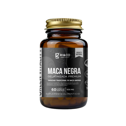 Maca Negra Gelatinizada Premium RI&CO 60 cápsulas vegetales 500mg suplemento energía y vitalidad