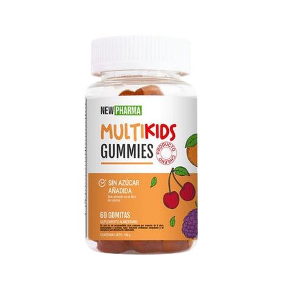 Multikids Gummies NewPharma 60 gomitas multivitamínico niños sin azúcar añadida producto chileno