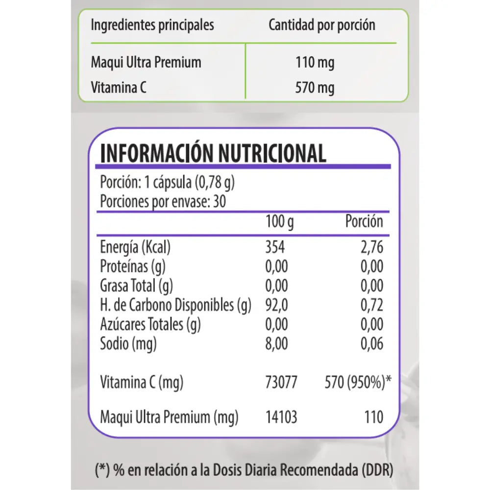 Qi Max C, Concentrado de Maqui más Vitamina C, 30 Cápsulas | Newscience