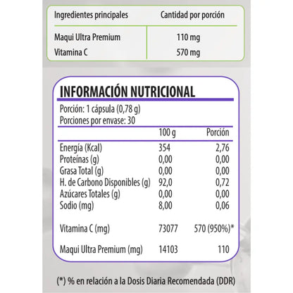 Qi Max C, Concentrado de Maqui más Vitamina C, 30 Cápsulas | Newscience